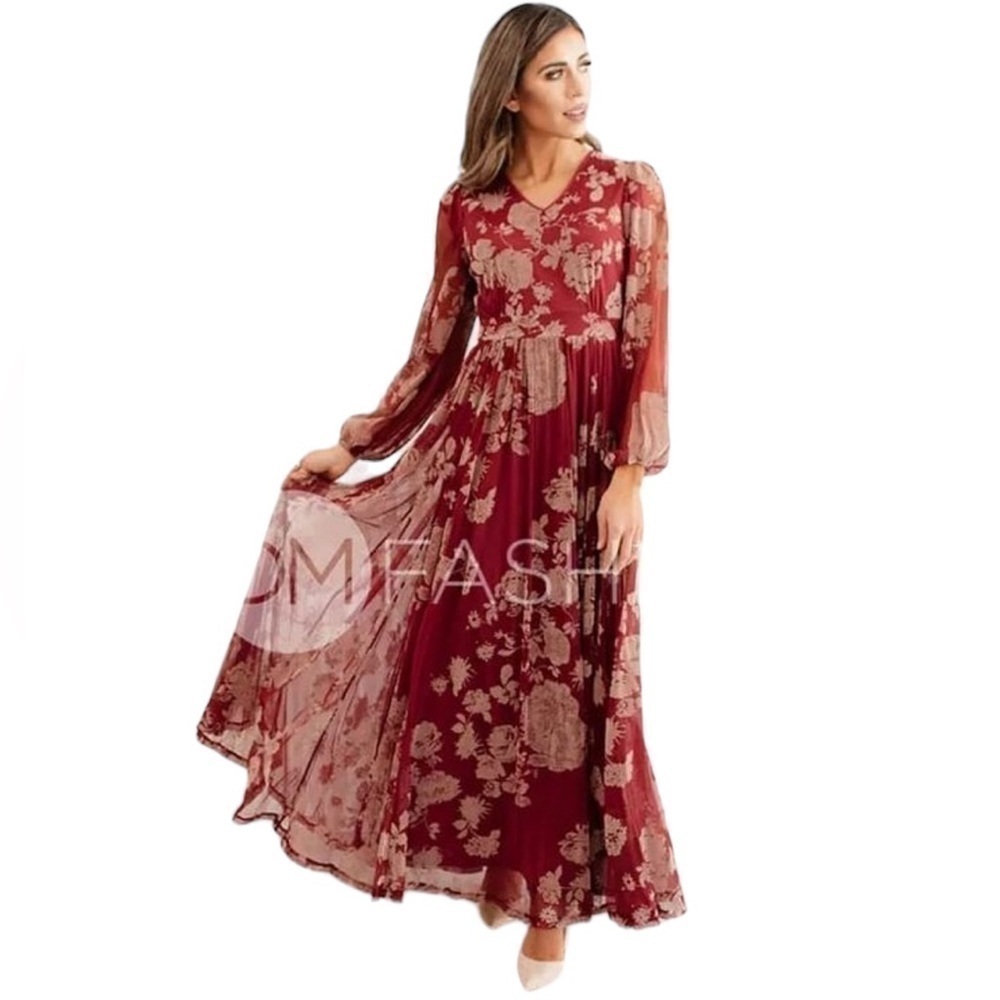 DM Fashion Adoria Burgundy Floral Velvet
Maxi, New with Tags, Plus Size - Picture 2 of 10